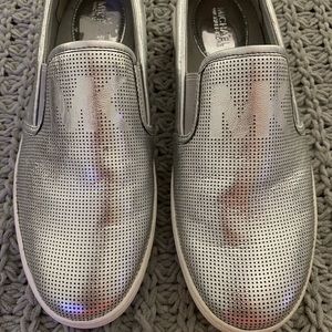 Michael Kors Keaton silver slip on sneakers